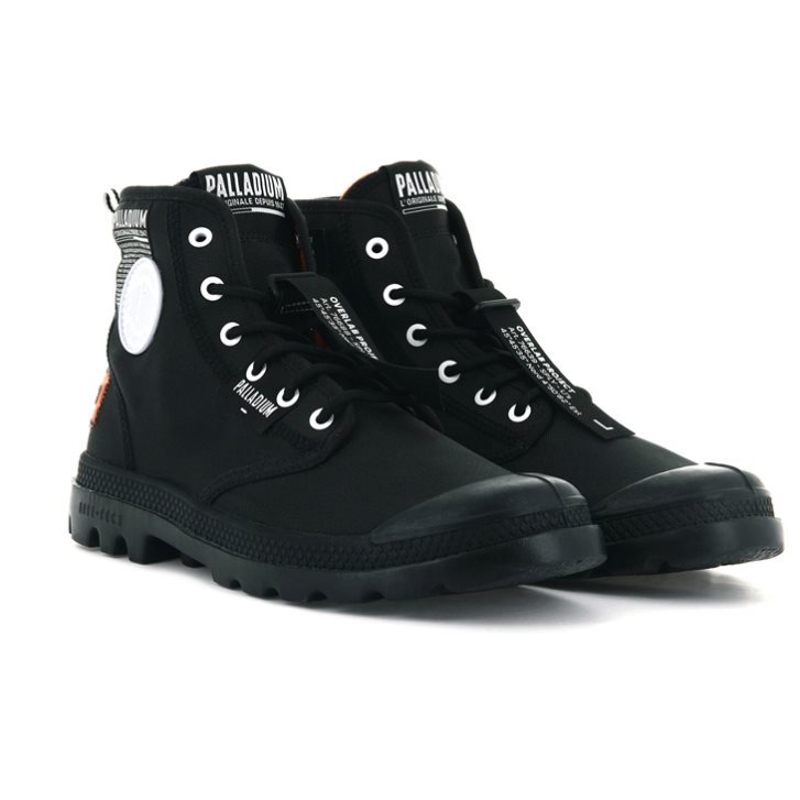 Palladium Pampa Lite Overlab Men's Boots Black | UK W135-VMI